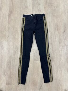 Sam Edelman Black Skinny Jeans with Gold Side Stripes
